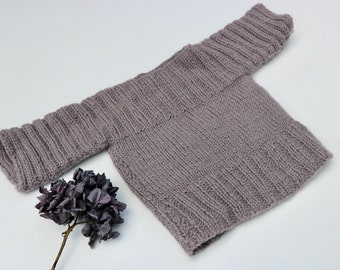 Mushroom Soft Wool Hand Knit Jersey 1-2 years, Girls Sweater, Girls Wool Jersey, New Zealand*