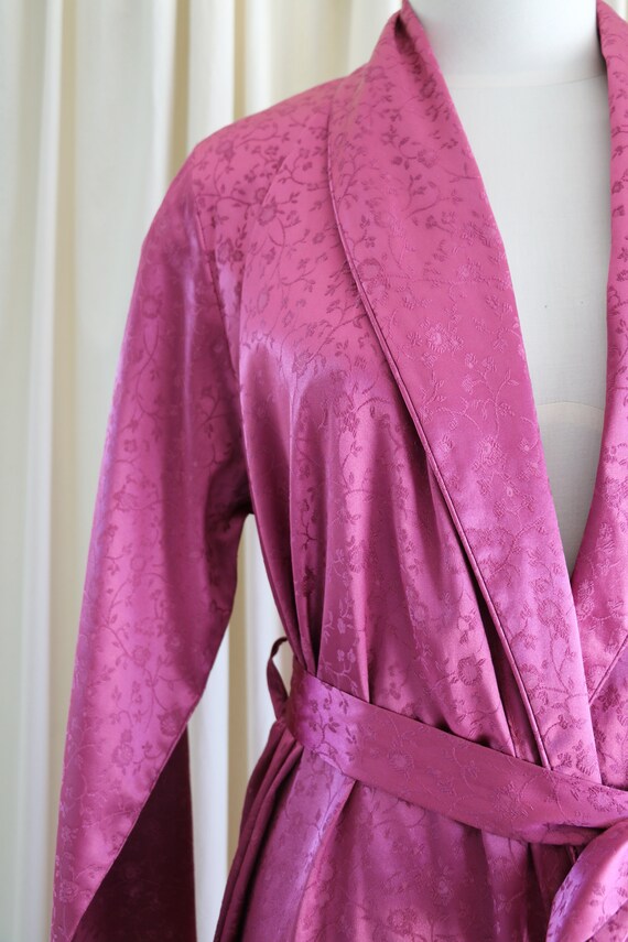 Plum Pierre Cardin Floral Dressing Gown, Silky Pl… - image 4