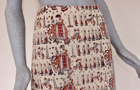 Vintage Cotton Elephant Skirt, 1980s, Skirts, Ele… - image 1