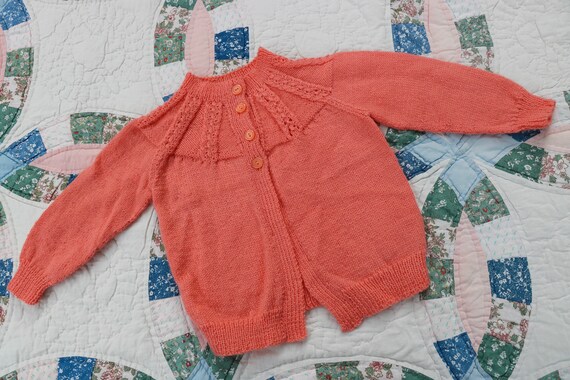 NEW Coral Wool Hand Knit Cardi, 18 Months, Girls … - image 5