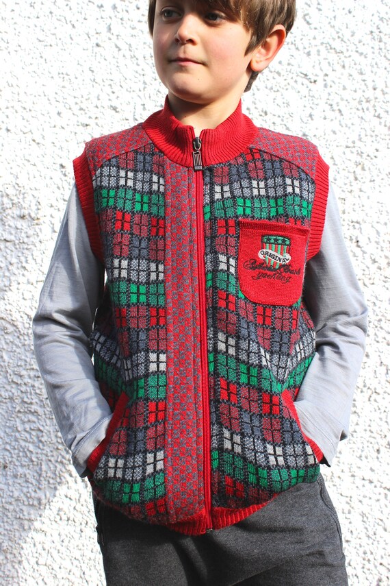 80s Boys Vest, Classic Acrylic Wool Vest, Vintage… - image 8