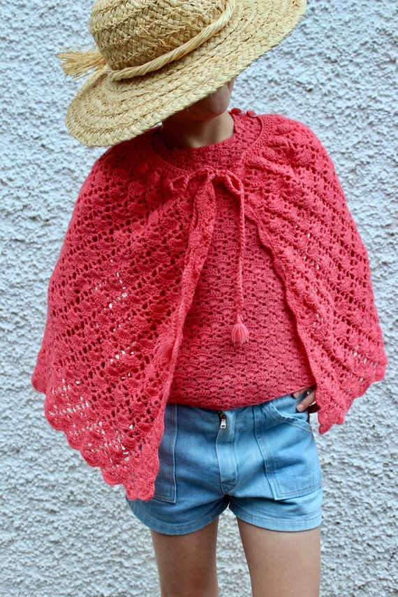 Watermelon Pink Cape and Knit Top, 8-10 years, Wo… - image 5