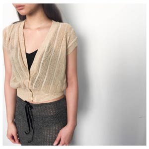 1980s Gold Aurum Top, vintage Glitter Knit Top, Womens vintage, vintage des années 1980, Made In New Zealand, Taille 6-8 US 8-10 UK, Gold Cardie, D