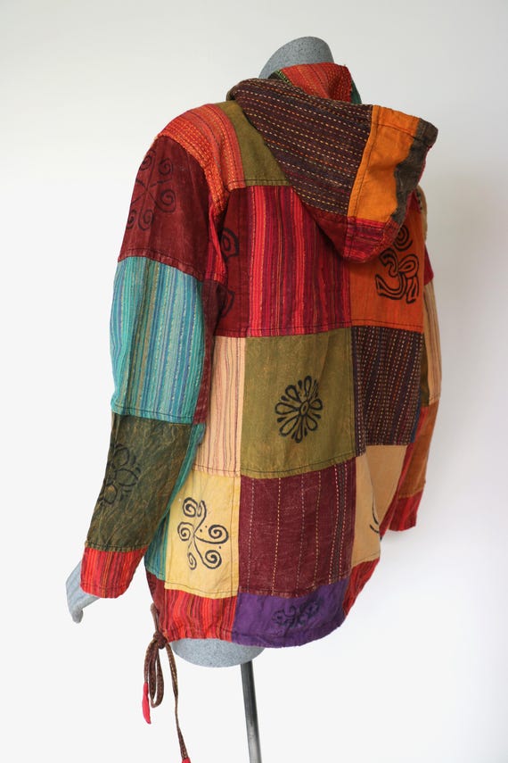 Nepalese Patchwork Stonewashed Hooded Hippie Boho… - image 8