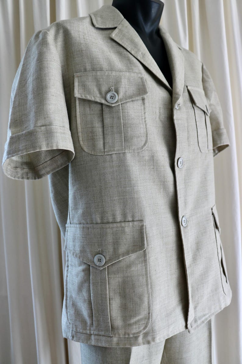 70s Vintage Mens Safari Suit, XL/2XL, 70s Suit, Jacket & Pants, 50