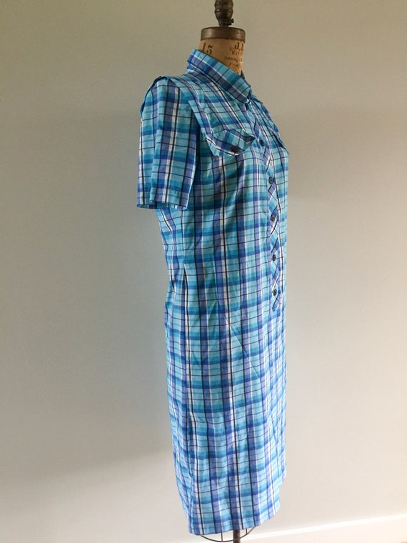 Blue Check Vintage Dress 1980s, True Vintage, Aus… - image 5