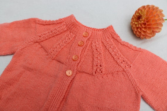 NEW Coral Wool Hand Knit Cardi, 18 Months, Girls … - image 3