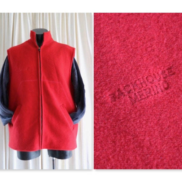 Merino Backhouse Vest, Crimson Red Wool Vest Outdoors, Mens Size Large, Wool Vest, Made in New Zealand *