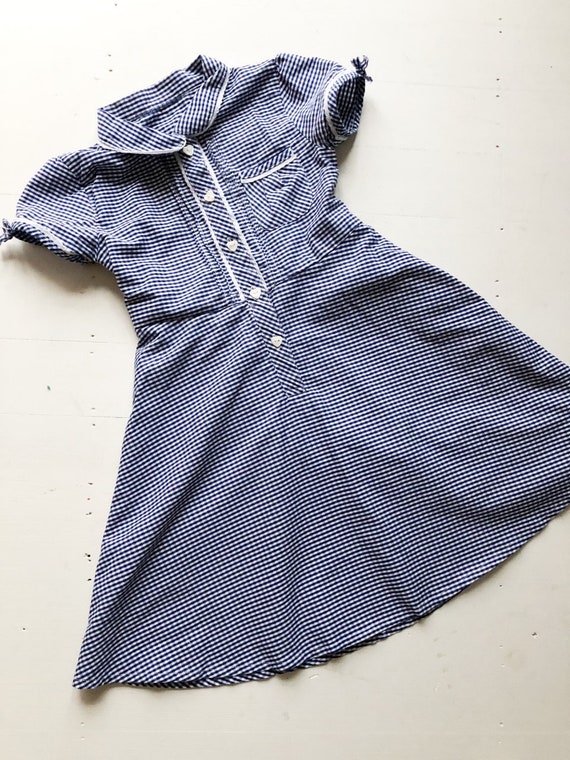 90's Dark Blue Gingham Dress 5-6 years, Girls Dress, 6 Years, 5 Yrs, Gingham Dress, New Zealand, Girls Prairie Dress, New Vintage,  D