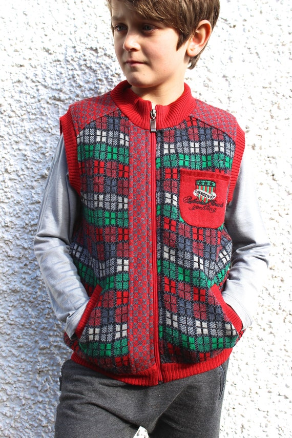 80s Boys Vest, Classic Acrylic Wool Vest, Vintage… - image 2
