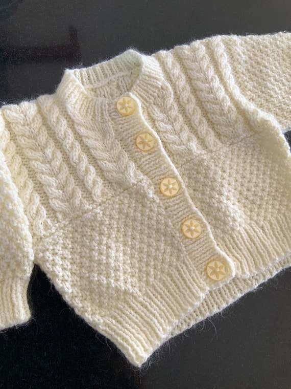 Cream Soft Baby Cable Knit Cardigan Angora Wool Jersey Baby | Etsy