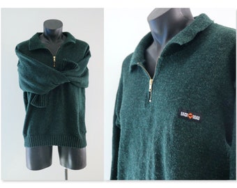 Back Road Wool Jersey, Mens Small NZ Natural Wool Sweater, Forest Green Jersey, Sz Small Mens, Fisherman, Winter Jersey, 100% Wool *