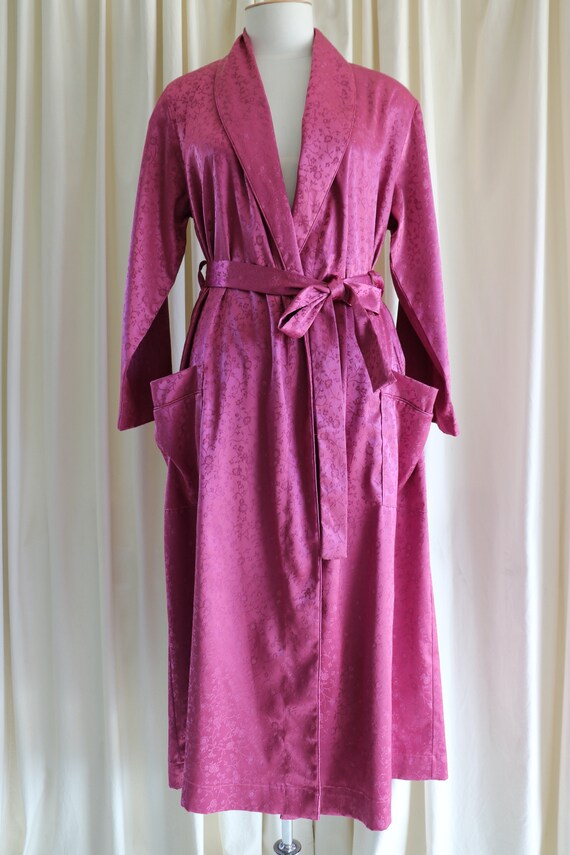 Plum Pierre Cardin Floral Dressing Gown, Silky Pl… - image 2