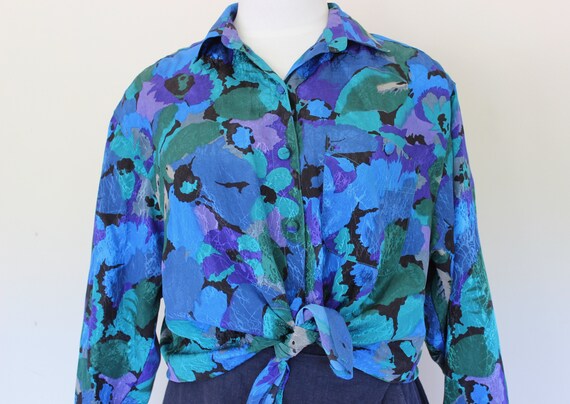 Monet Floral Blouse, Medium Vintage Blouse, 1980s… - image 7