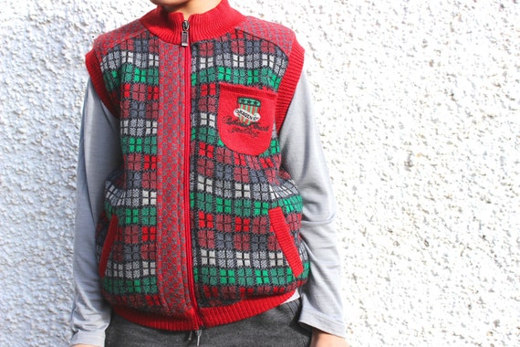 80s Boys Vest, Classic Acrylic Wool Vest, Vintage… - image 3