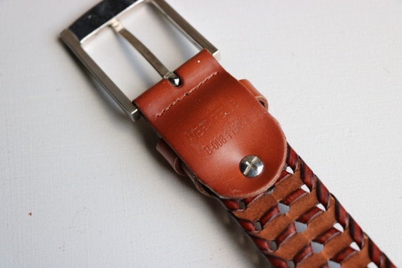 Italian Leather Weaved Vera Pelle Leather Belt, Woven Belt 