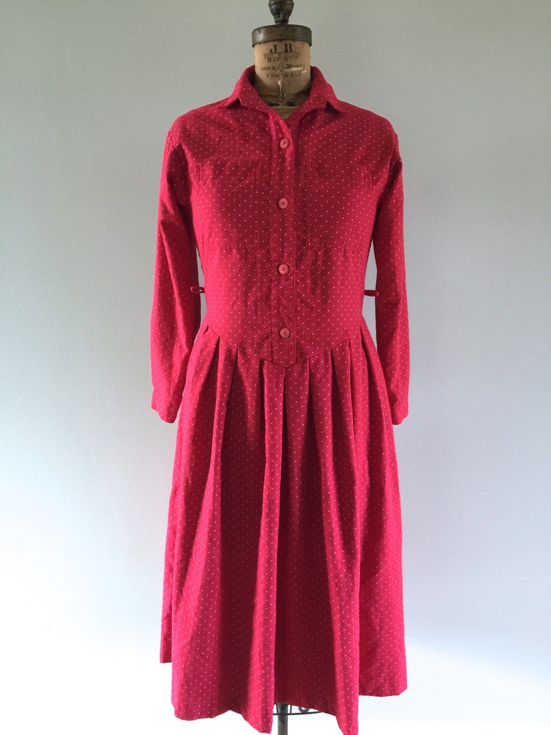 Red Polka Dot Dress Vintage Dress 1980s Red Dress Prairie - Etsy