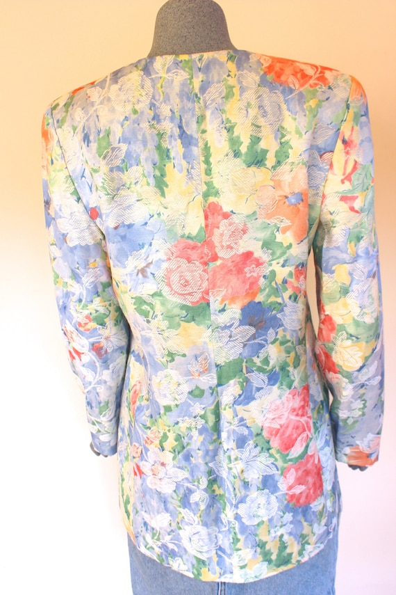 80s Black Floral Flocked Blazer M main image 0