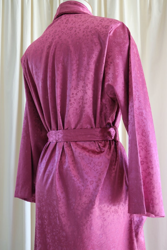 Plum Pierre Cardin Floral Dressing Gown, Silky Pl… - image 5