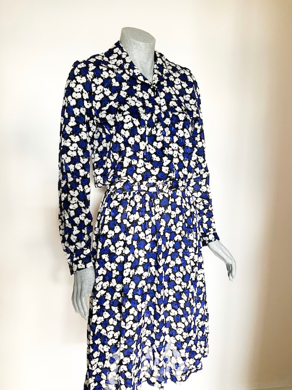 Asia Shirt Dress Confetti Slub :: Ivory/Blue Multi