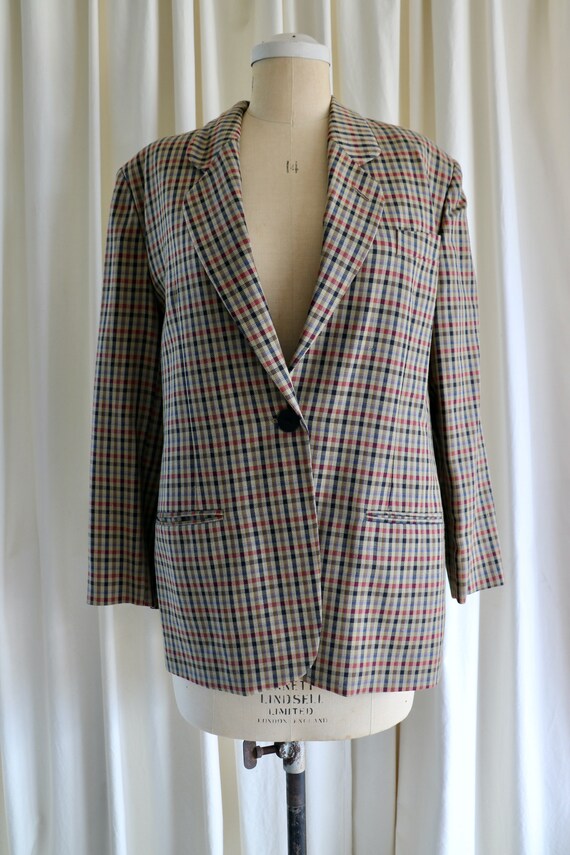 Vintage Ashley Fogel Plaid Wool Blazer, Size Medi… - image 4
