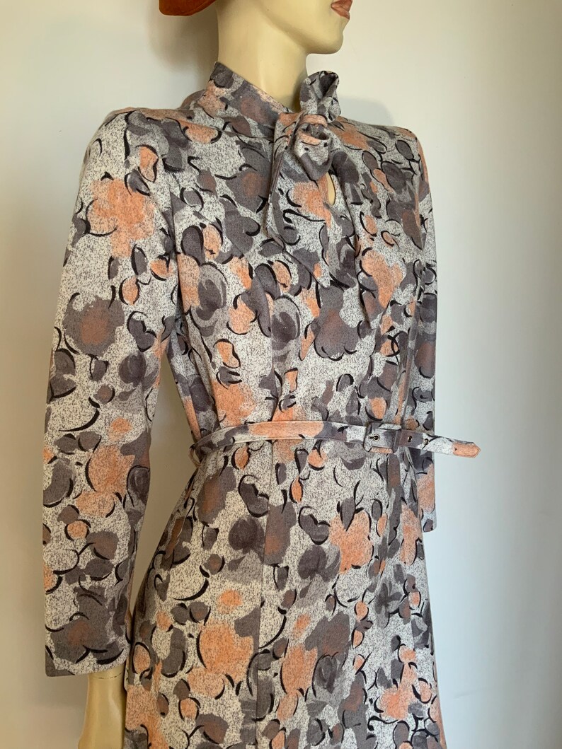 D Lazy Day Vintage New Zealand High Neck Vintage Dress Olive Tree Dress 1980s Vintage NZ Vintage