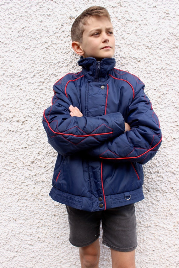 Retro 80s Boys Puff Jacket Size 12 Years Navy Red Jacket Boys Jacket Puffer New Zealand Lazy Day Vintage Kids Winter Jacket Etsy Israel