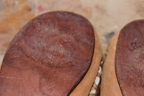 Vintage 30s Children's Leather & Fur Slipper/Shoe… - image 4