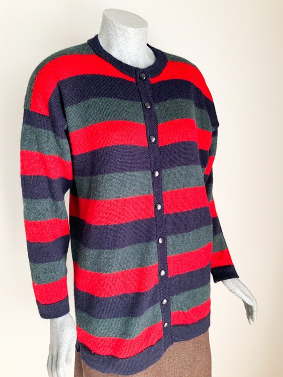 Pure Alpaca Striped Knit Cardigan, Womens Cardie,