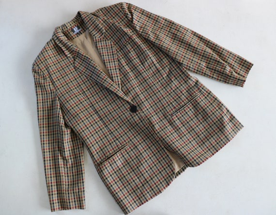 Vintage Ashley Fogel Plaid Wool Blazer, Size Medi… - image 3