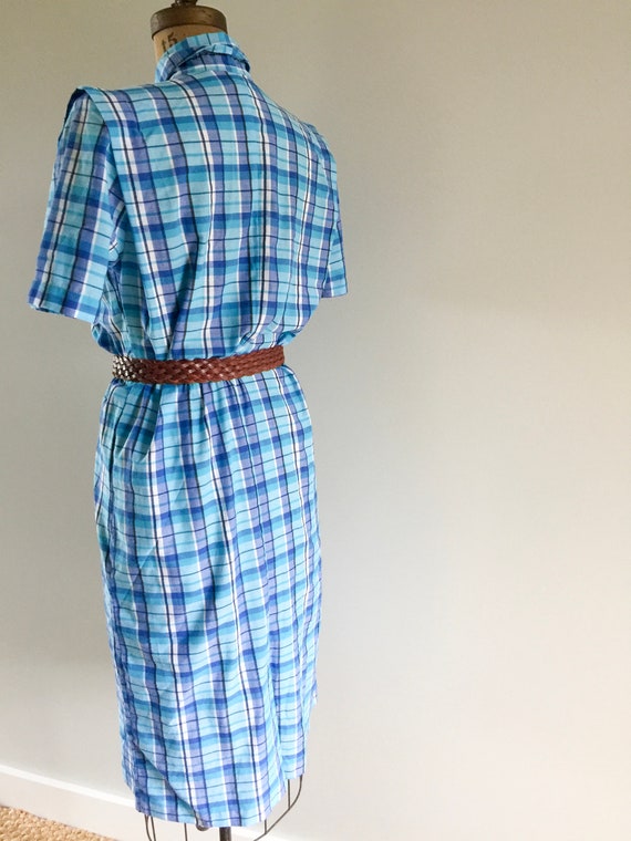 Blue Check Vintage Dress 1980s, True Vintage, Aus… - image 4