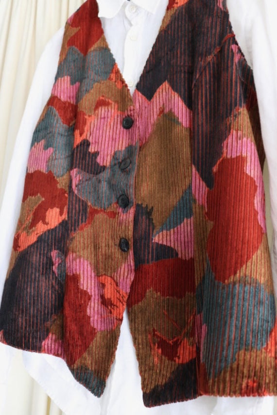 Large Vintage Velvet Patchwork Waistcoat, Womens … - image 4