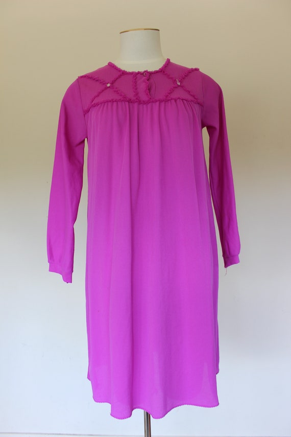 1960s Electric Purple Bri Nylon Nightgown, 34