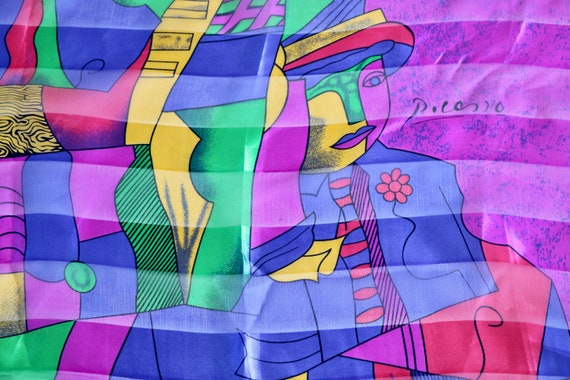 Vintage Pablo Picasso Style Scarf, Picasso Woman,… - image 1