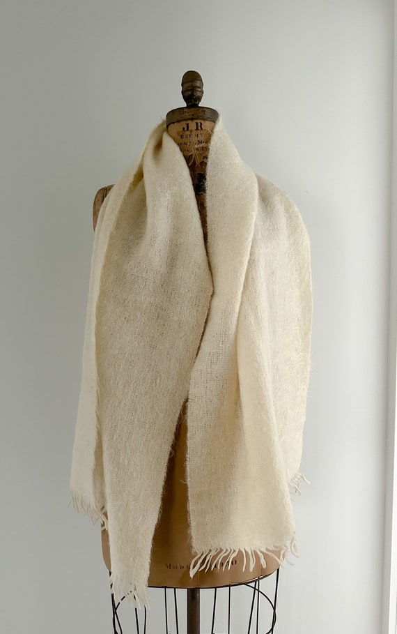 Scottish Creamy Mohair Scarf, Made in Scotland, P… - image 3