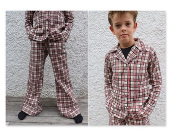 Kids 70s Flared Pant Suit, Age 7-9 Years, Vintage 1980s, Unisex 70s Bell Bottoms, Vintage 70s, Vintage Kids,  Plaid Suit, Lazy Day Vintage*