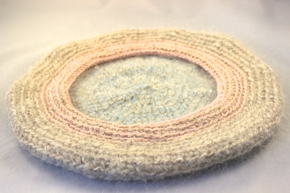 Pastel Gray & Pink Mohair Beret, Mohair Wool Tam,… - image 6