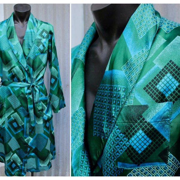 1950's Mens Smoking Robe, Travel Robe, Dressing Gown, By Klipper, Size M/L, 1940s, Mens Robe, Smoking Robe, Smokers Jacket*