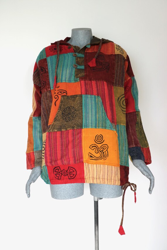 Nepalese Patchwork Stonewashed Hooded Hippie Boho… - image 5