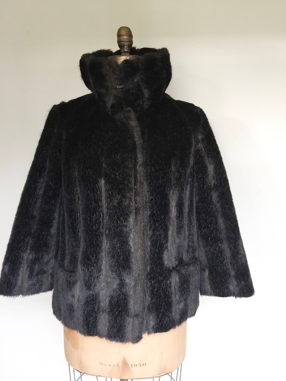 Dark Chocolate Vintage Faux Fur, Dark Brown Fur J… - image 1