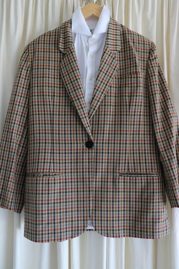 Vintage Ashley Fogel Plaid Wool Blazer, Size Medi… - image 9