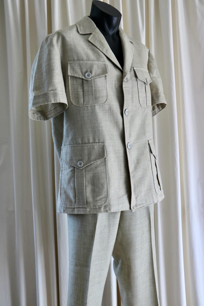 70s Vintage Mens Safari Suit, XL/2XL, 70s Suit, Jacket & Pants, 50
