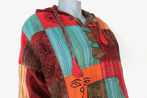 Nepalese Patchwork Stonewashed Hooded Hippie Boho… - image 4