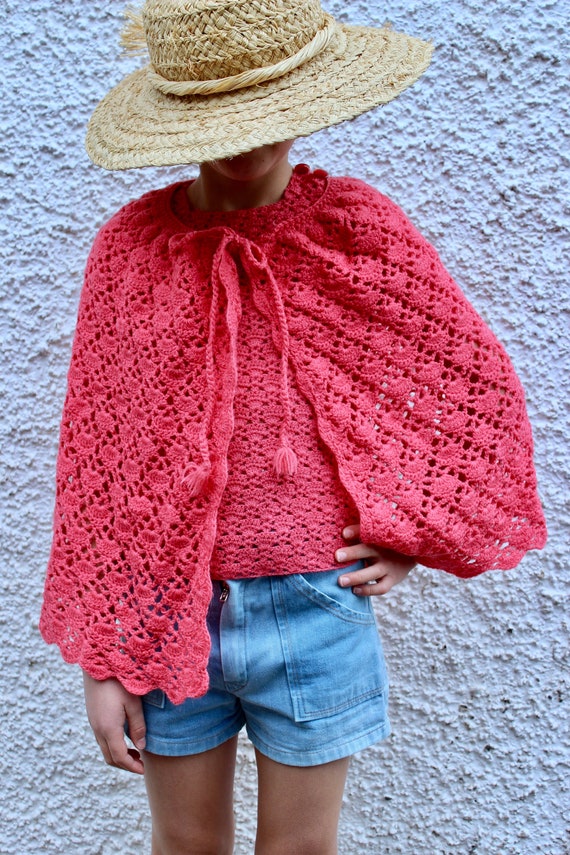 Watermelon Pink Cape and Knit Top, 8-10 years, Wo… - image 2