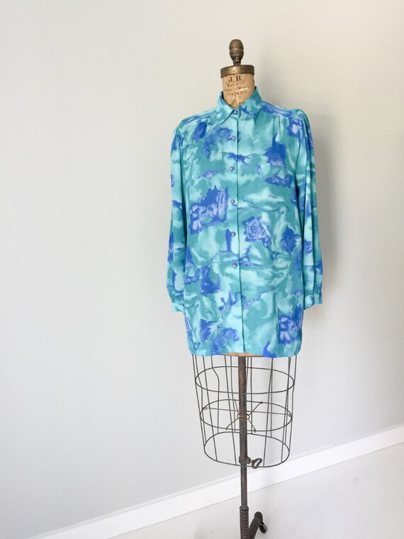 Water Lilies Vintage Blouse, Shirt, Blouse, New Z… - image 4