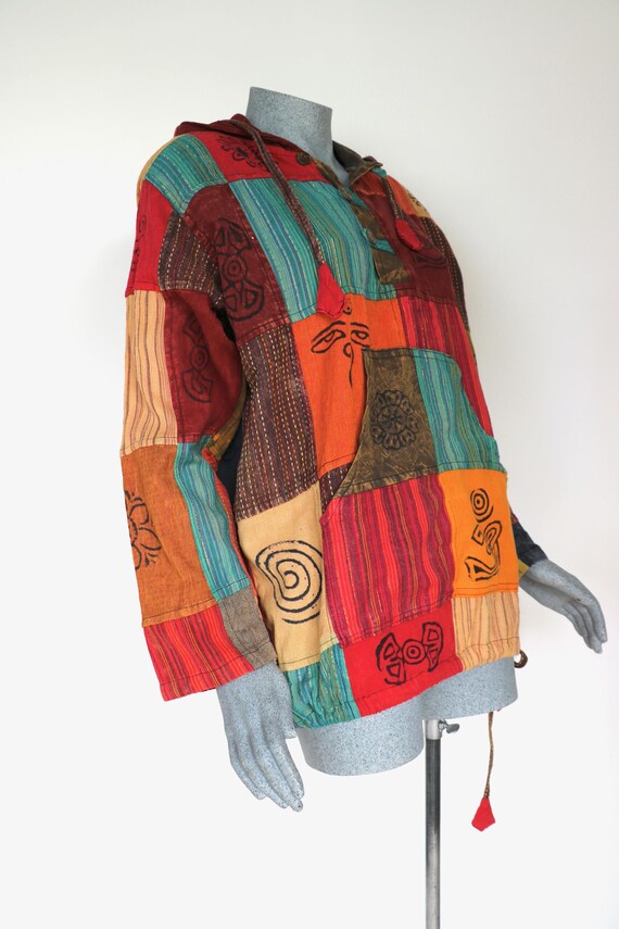 Nepalese Patchwork Stonewashed Hooded Hippie Boho… - image 2