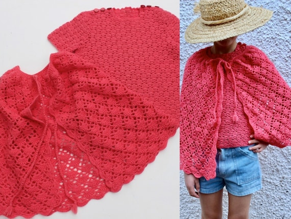 Watermelon Pink Cape and Knit Top, 8-10 years, Woo