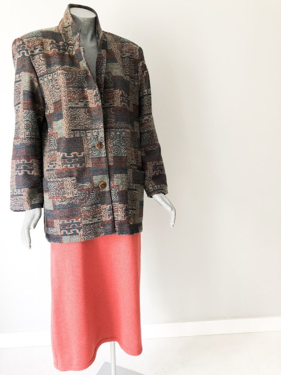 80s Womens Tapestry Blazer, Oversized Blazer, Jac… - image 1