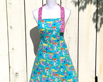 Women's Mermaid Print & Mermaid Scales Print Apron ~ Blue / Pink / Purple ~ One Size Fits Most ~ Handmade