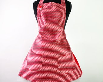 Women's Ho! Ho! Ho! Spell Out Print Winter Holiday Season Apron ~ Red / White ~ One Size